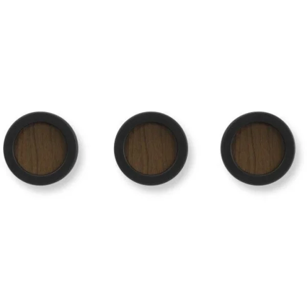 Umbra Hub Garderobenhaken 3er-Set – ø 7 Cm – 3-teilig – Black/walnut 1