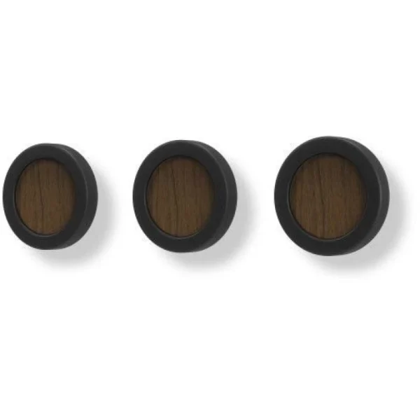 Umbra Hub Garderobenhaken 3er-Set – ø 7 Cm – 3-teilig – Black/walnut 3