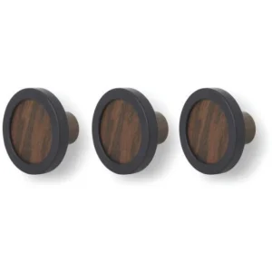 Umbra Hub Garderobenhaken 3er-Set – ø 7 Cm – 3-teilig – Black/walnut 15