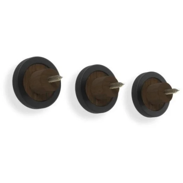 Umbra Hub Garderobenhaken 3er-Set – ø 7 Cm – 3-teilig – Black/walnut 5