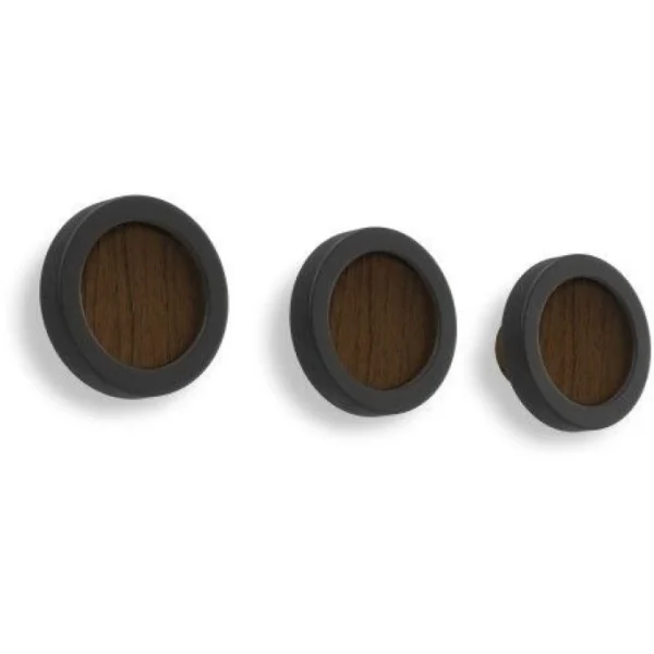 Umbra Hub Garderobenhaken 3er-Set – ø 7 Cm – 3-teilig – Black/walnut 6