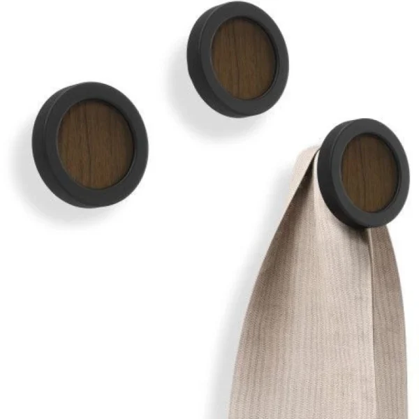 Umbra Hub Garderobenhaken 3er-Set – ø 7 Cm – 3-teilig – Black/walnut 10