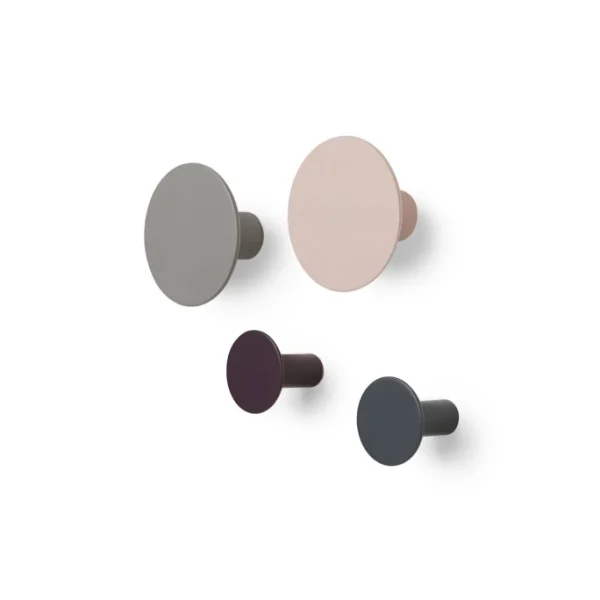 Blomus PONTO Wandhaken 4er-Set – 2 St. à ø 8,5 X T 4,5 Cm + 2 St. à ø 5,0 X T 4,5 Cm – Rose Dust, Elephant, Wine & Gunmetal 1