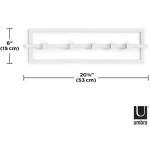 Umbra Cubiko Wandgarderobe 5 Haken – 53x6x15 Cm – White 18